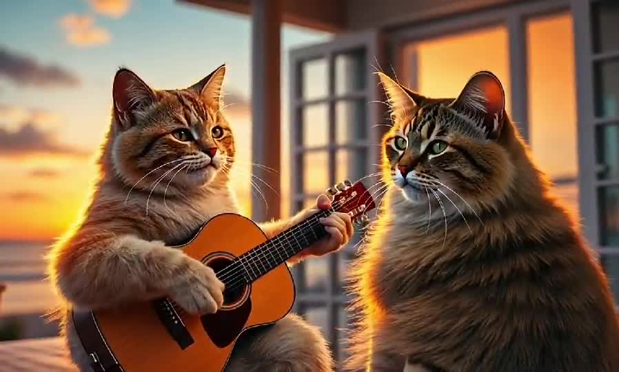 Serenade at Sunset... With Extra Pawsion! 🎸🌅