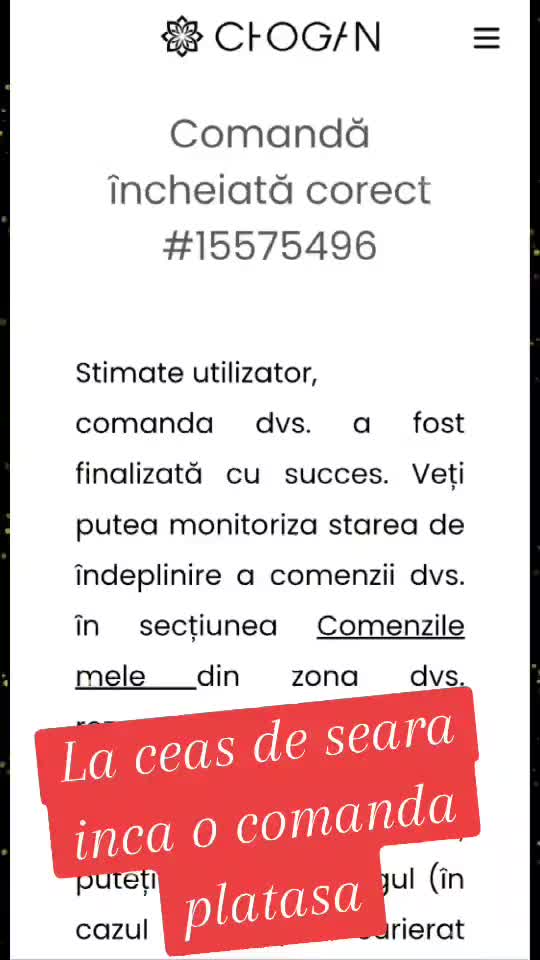 🎉✨ Prima comandă a lunii noiembrie a fost pusă în aplicație! 🚀

Mulțumim tuturor pentru sprijin! 🥳 Rămâneți aproape pentru cele mai tari oferte