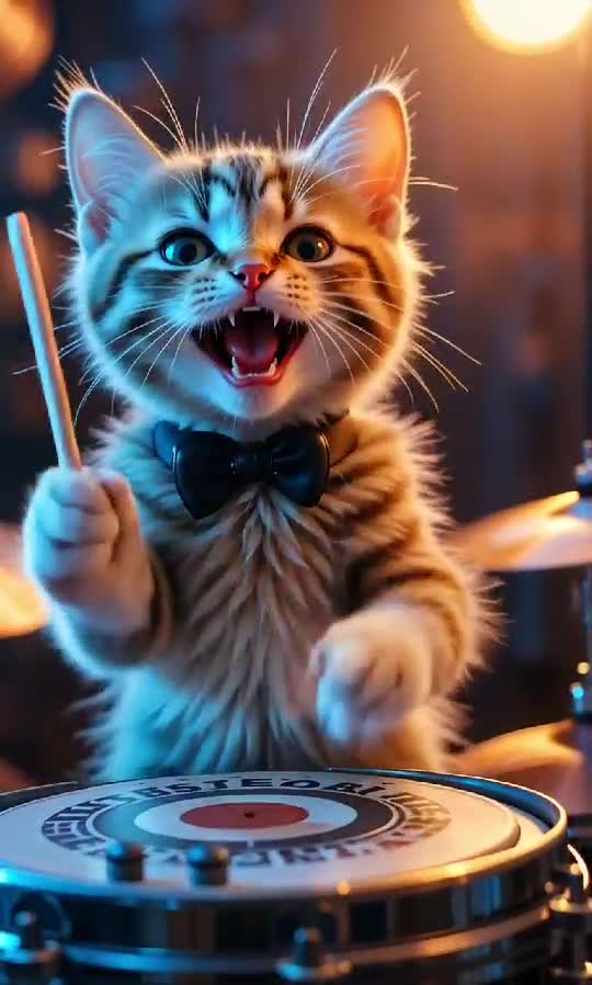 Rockstar Cat: The Drummer Who Stole the Show 🎸🐱