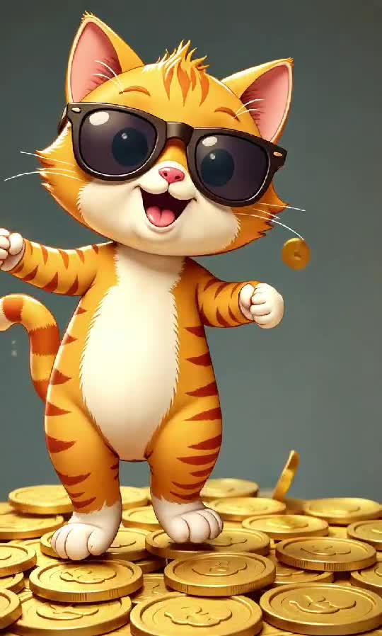 Cool Cat on a Coin Stack: Crypto King in the Making 🐱💰