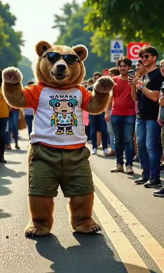 Dancing Bear Shuts Down the Street! 🎶🐻 Total Vibe Overload