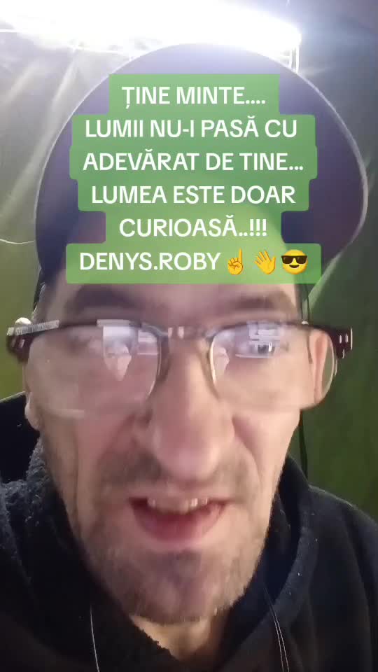 Ține minte... lumii nu-i pasa de tine du adevărat...lumea este doar curioasă...Om Al Străzii (Denys.Roby)👋☝️😎