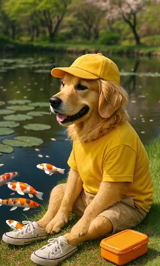 Golden Retriever Picnic Prodigy: A Day at the Pond Like No Other! 🐶🌞🍱