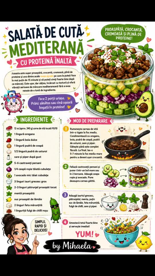 🥒✨ Salata mediteraneană cu proteină multă care te face OBSEDAT 😍