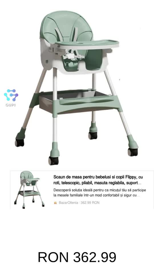 Descoperă soluția ideală pentru ca micuțul tău să participe la mesele familiale într-un mod confortabil și sigur cu scaunul de masă Flippy.