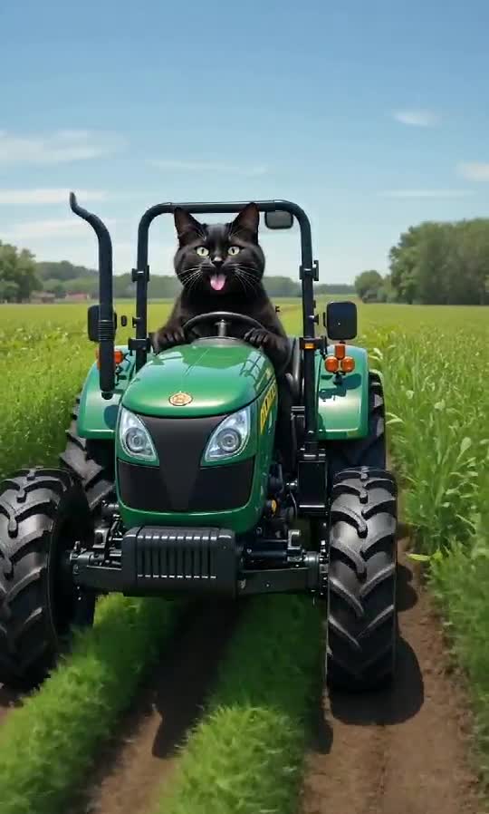 Farmer Cat on Duty 🚜🐾 This Field’s Got a New Boss! 🌽😼