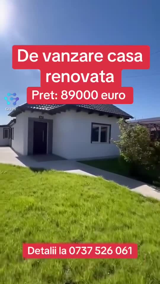 😱😱89000 euro
De vanzare casa in Roman, cu o suprafata de 360 mp teren, structurata in 3 camere, baie, bucatarie. Casa este renovata, izolata, are pomi
