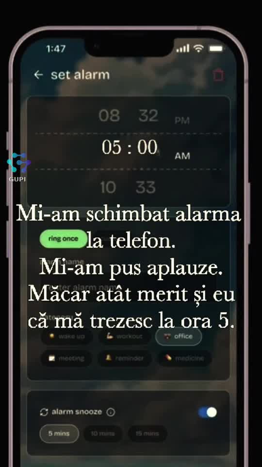 mi-am schimbat alarma...mi-am pus aplauze...😁😁😁