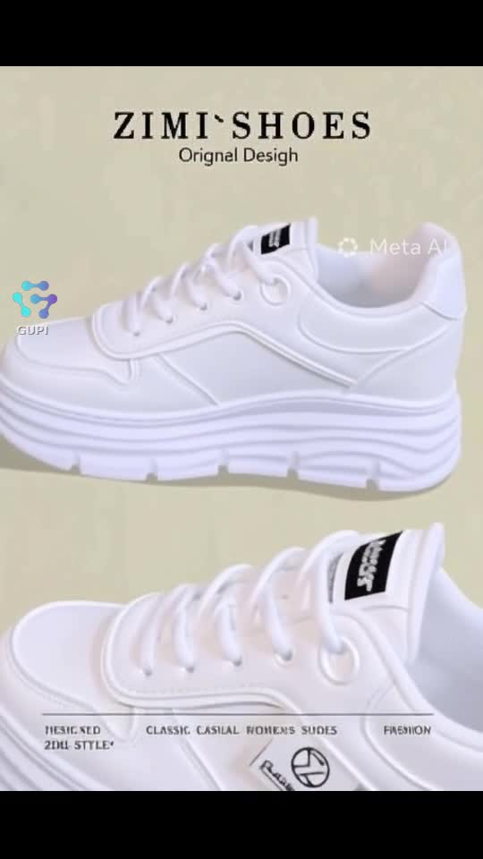1 pereche de pantofi casual pentru femei cu platformă impermeabilă, cu vârf rotund alb, pantofi din piele de primăvară, toamnă, în aer liber
Am descop
