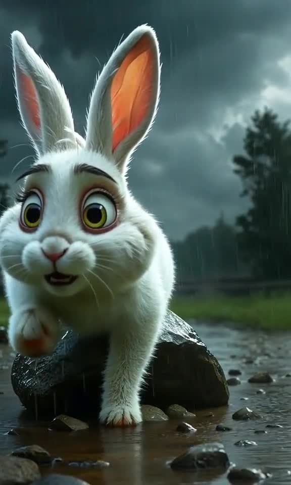 He just wanted a peaceful carrot snack... now he’s starring in a disaster movie. 🍿🐰