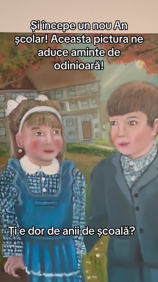 școala ca odinioară! pictura acrilică dimensiuni 50/40