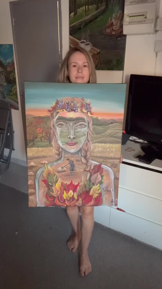Regina toamnei pictură acryl Ica 80/60