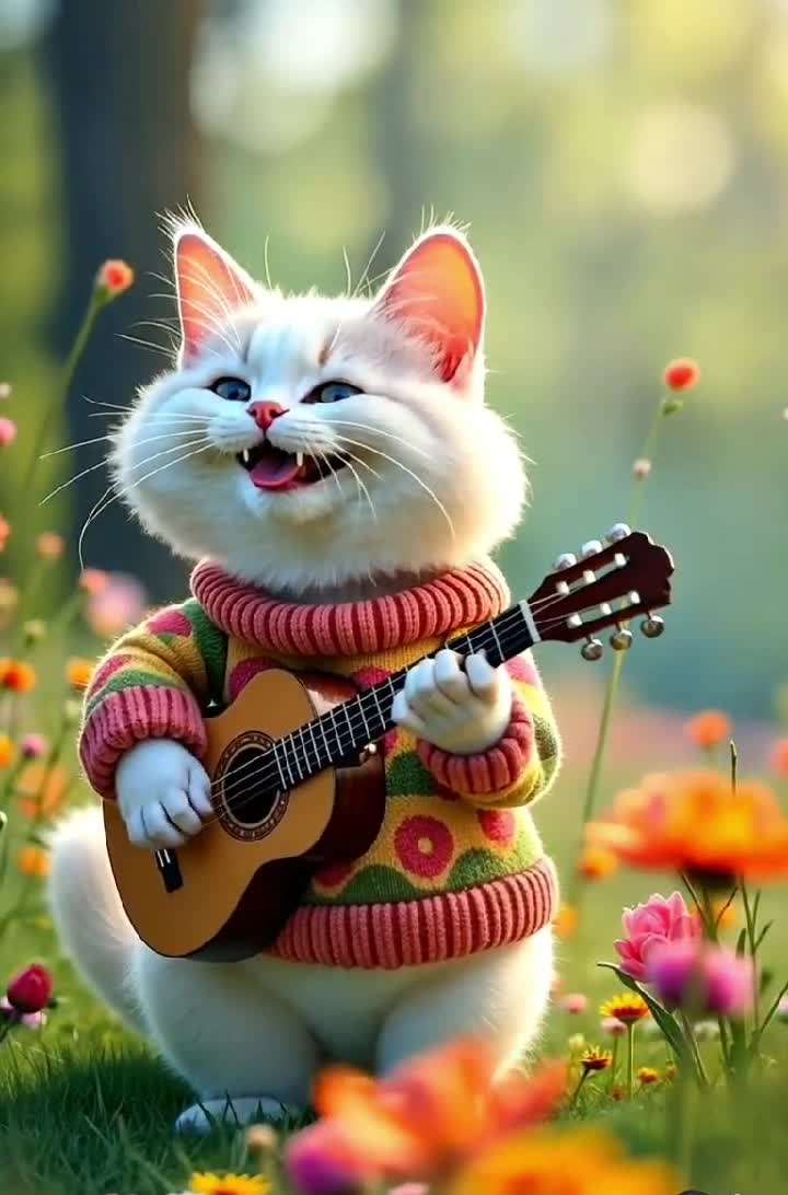 🐱 Meowzart Unplugged – The Cutest Feline Guitarist!