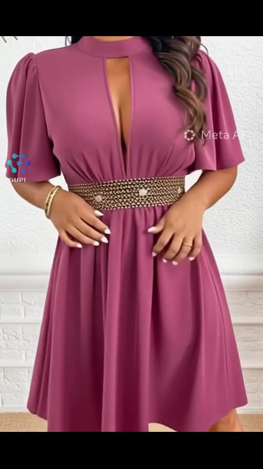 Rometta Rochie de vară pentru femei de dimensiuni mari, cu garnitură elastică cu volane, guler, țesătură moale, decolteu scobit, siluetă sexy și elega