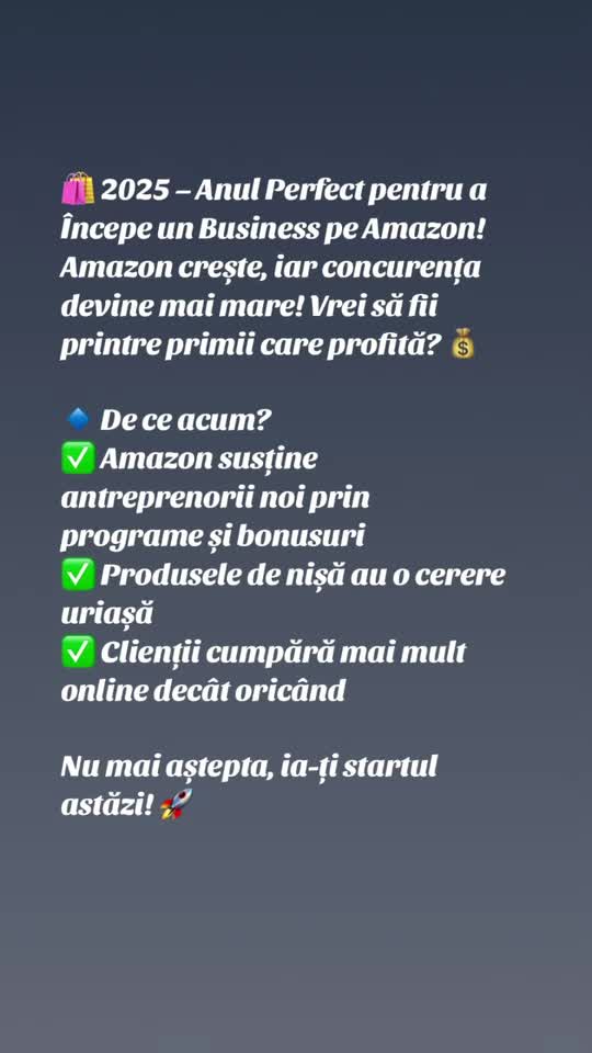 De ce amazon?📌 „Știai că Amazon vinde peste 4.000 de produse pe minut? 😱 Dacă vrei să înveți cum să începi un business online fără să ai stocuri acasă
