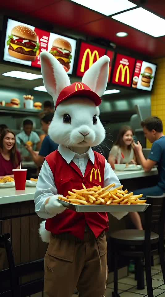 When your side hustle is hoppin’ 🍟🐇💼Serving fries & vibes—one thump at a time.