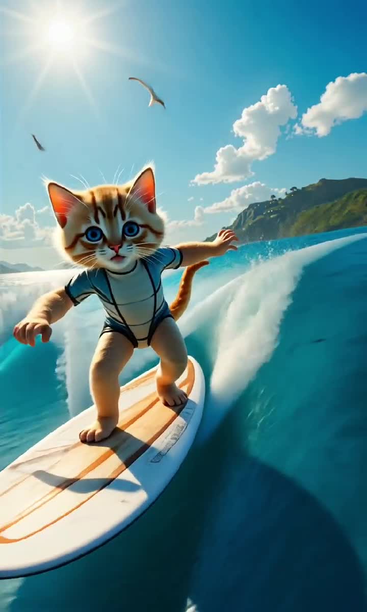 Cats hate water? Not this one! Watch the coolest feline ride the waves like a pro. 🌊😸