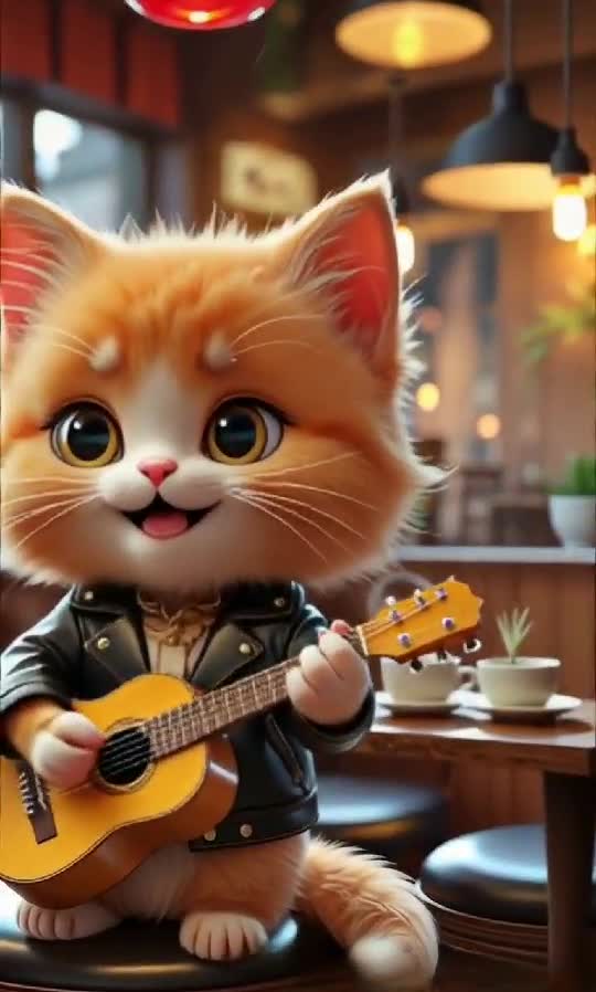 Rockstar Kitty: When Cuteness Meets Guitar Solos! 🎸🐱🔥
