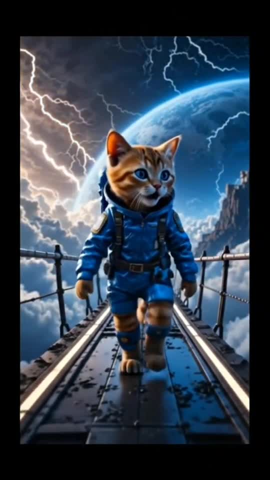 Epic Space Cat Walking Through the Storm 🌩🚀 | Cinematic Cat Vibes 😼