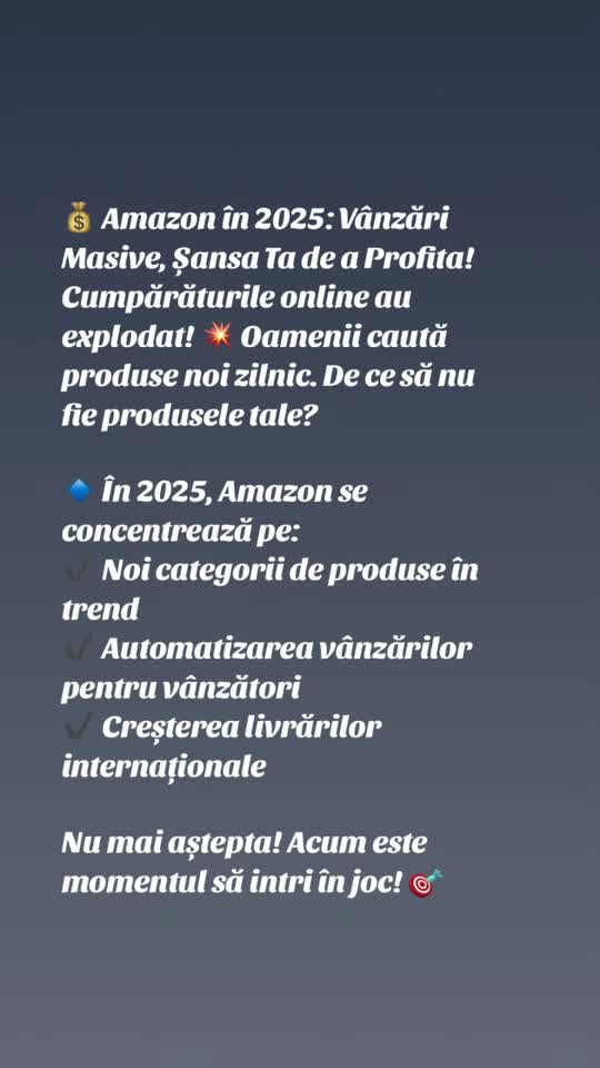 De ce amazon?📌 „Știai că Amazon vinde peste 4.000 de produse pe minut? 😱 Dacă vrei să înveți cum să începi un business online fără să ai stocuri acasă